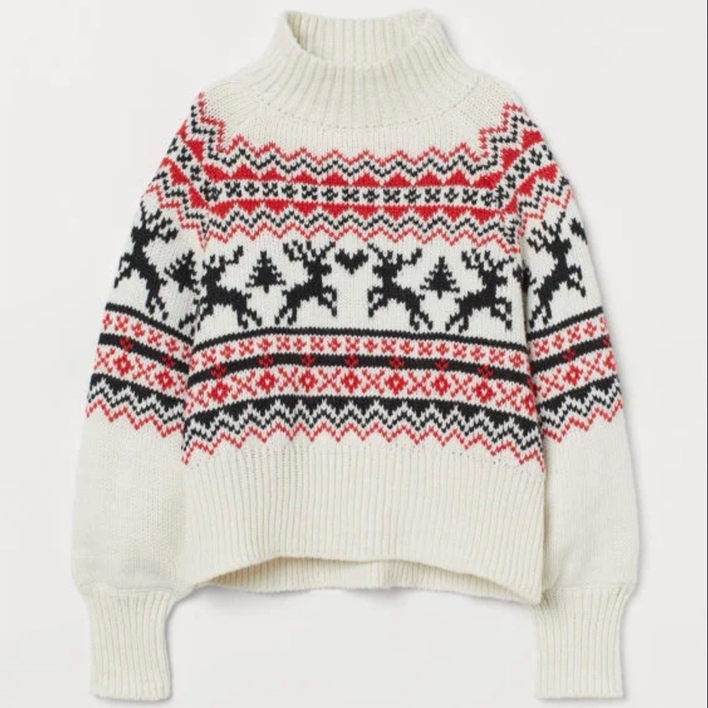 H&M Christmas Sweater In Red and White Small